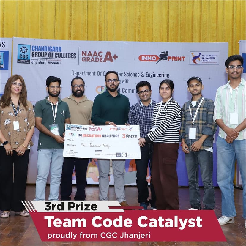 3rd Prize in D4 Hackathon, CGC Jhanjeri