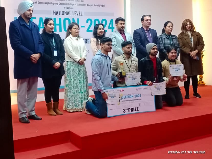 3rd Prize in National Ideathon, CGC Jhanjeri