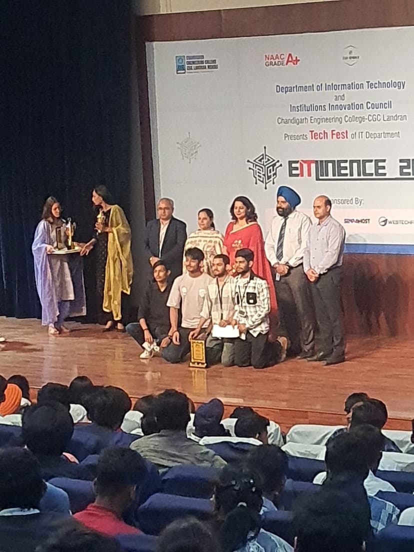 1st Prize in Emminence Ideathon, CGC Landran